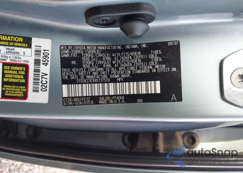 2008 Toyota Sienna Le z USA, uszkodzony, nr VIN 5TDZK23CX8S117578